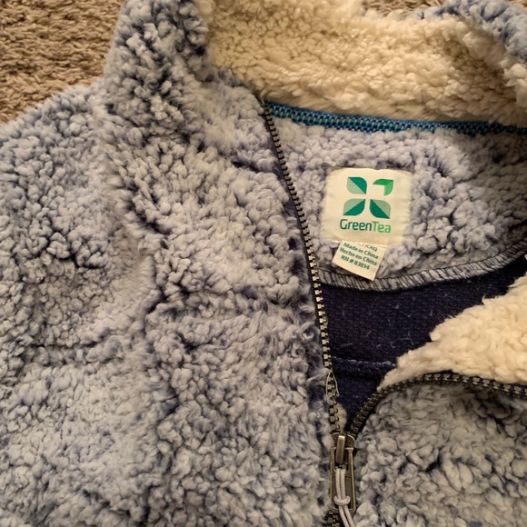 Green Tea Blue sherpa 1/4 zip pullover jacket - Picture 2 of 2